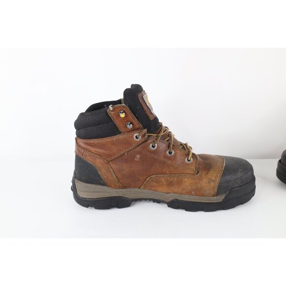 Vintage Carhartt Mens Size 10.5 W Distressed Steel Toe Leather Work Boots Brown main image 4
